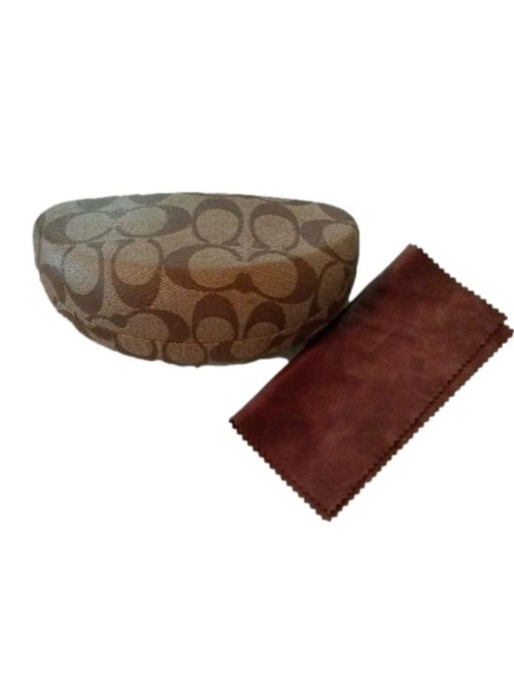 Coach Signature Clam Shell Sunglasses Glasses Hard Case Holder + Cloth